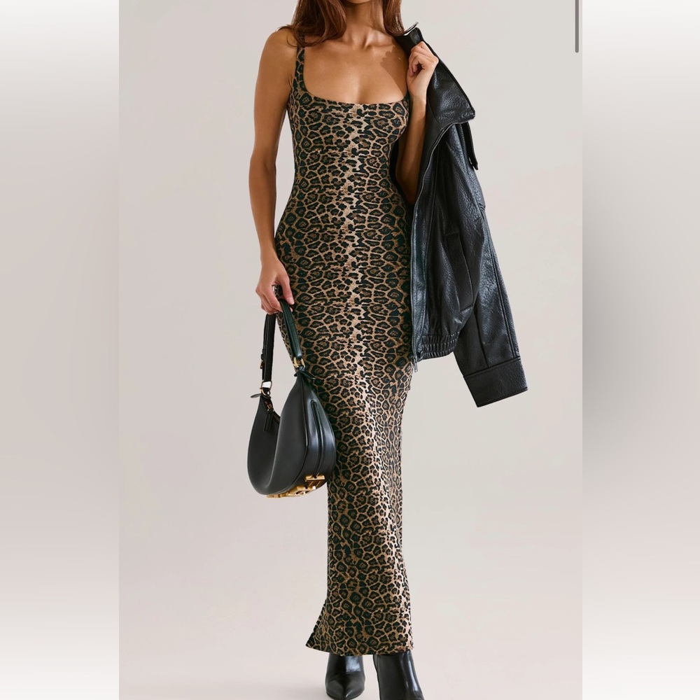 Oh Polly Ainslee leopard print midi dress